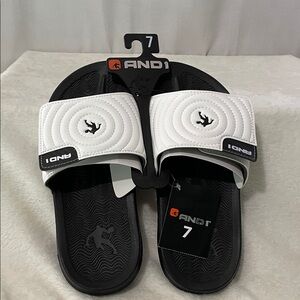 AND1 Black and White Slide Sandals